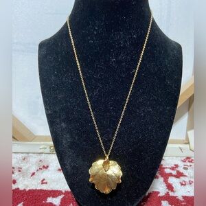 Gold Tone Leaf Pendant Necklace